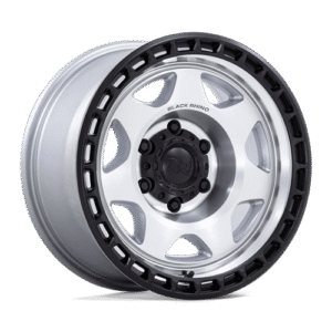 Black Rhino Hard Alloys BR018 VOYAGER SILVER MACHINED W/ M-BLACK LIP 17x8.5