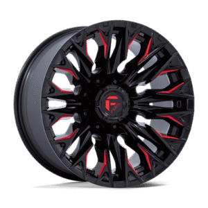 Fuel 1PC D823 FLAME GLOSS BLACK MILL W/ CANDY RED 20x9