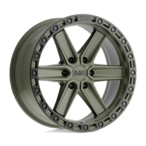 Black Rhino Hard Alloys HENDERSON OLIVE DRAB GREEN W/ BLACK RING 17x9